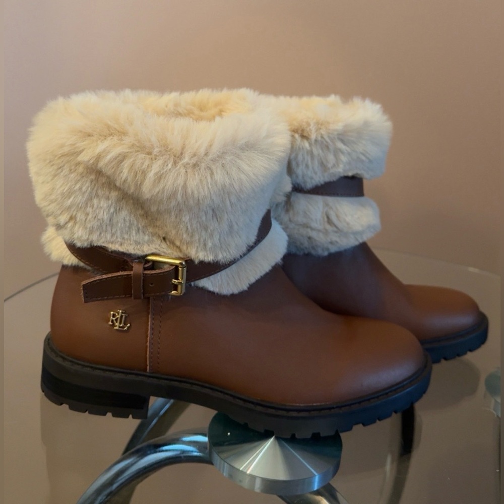 New Lauren Ralph Lauren Fur-Lined Ankle Boots